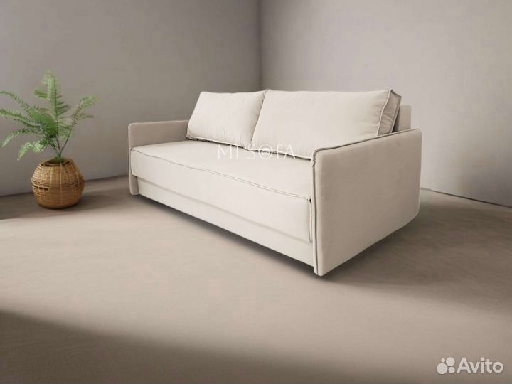 Диван кровать Лофт Слим кремовый велюр