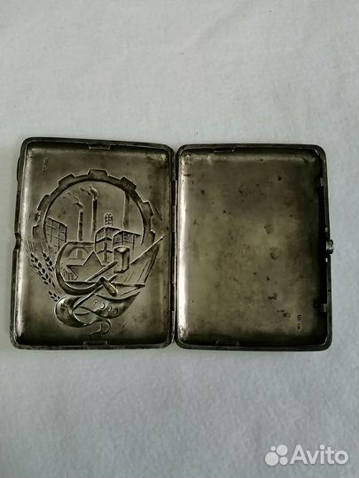 Портсигар агитация. Серебро 875 проба.20-30г