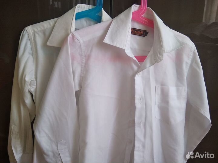 Рубашки белые и голубые на мальчика р.116 до 128
