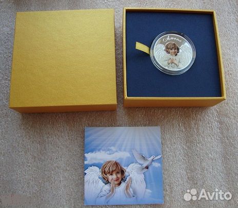 Монета Ангел серебро Республика Чад 2016 год бокс