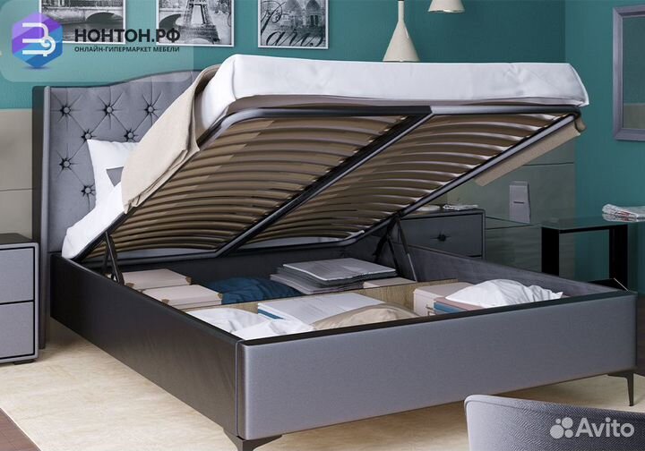 Кровать Флоренция велюр серый