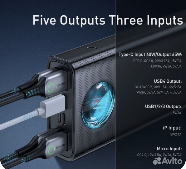 Повербанк Baseus 65w 30000 mAh, новый