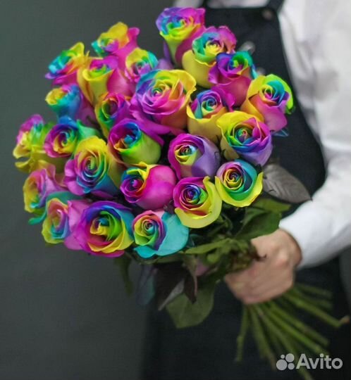Радужные розы Букеты доставка