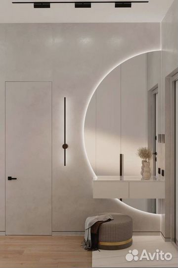 Полукруглое зеркало с подсветкой/без подсветки