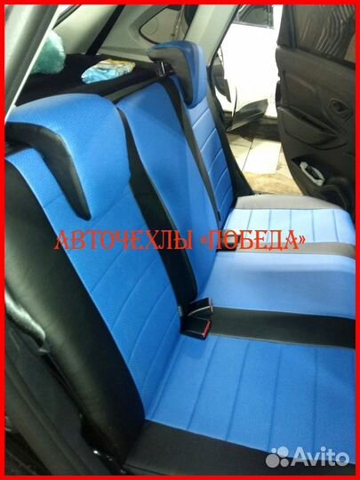 Чехлы LADA Xray из экокожи чёрно-синие Классика