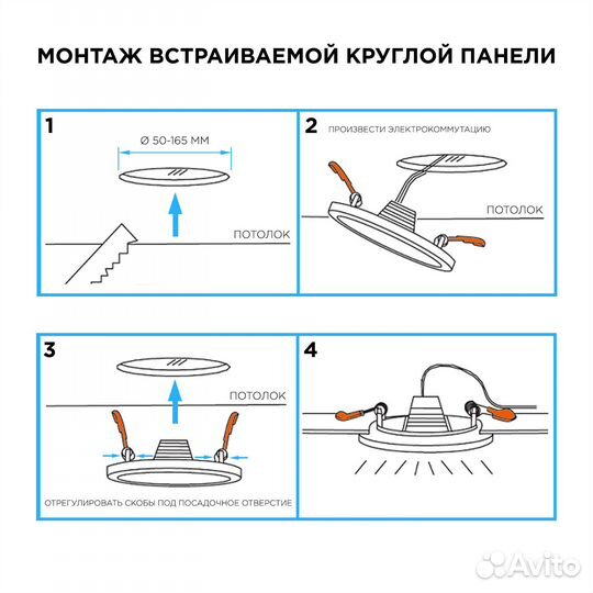 Светодиодная панель с регулировкой 1200Лм, d175мм