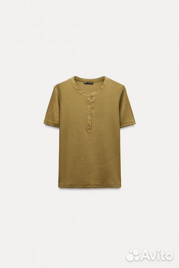 Лонгслив в рубчик с пуговицами Zara