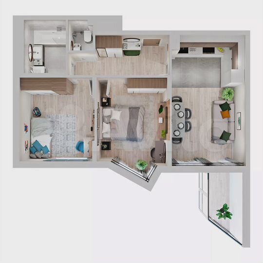 2-к. квартира, 50,6 м², 4/19 эт.