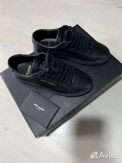 Кожаные кеды YSL Saint Laurent черные