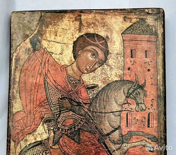 Старинная икона. Св.Георгий Победоносец.Темпера