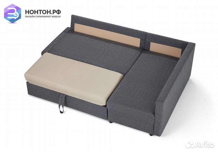 Диван угловой дельфин Поло тёмно-серый