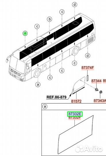 Стекло боковое правое Universe Space, 873268D001 Hyundai Б/у