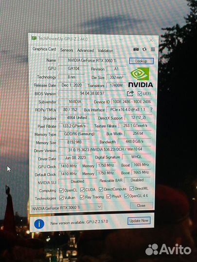 Видеокарта RTX 3060ti 8gb Palit/обмен