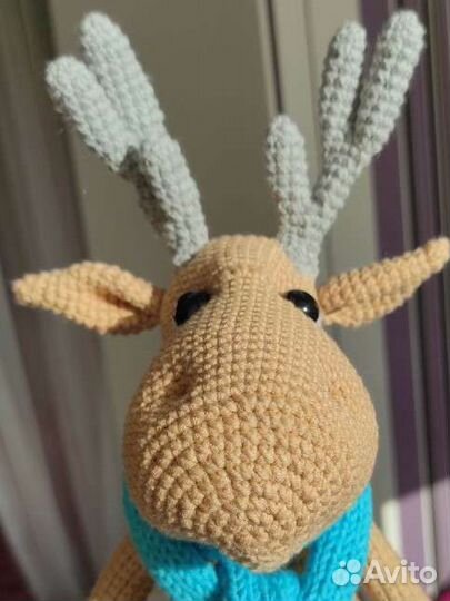 Вязаный олень Рудольф. Вязанная игрушка