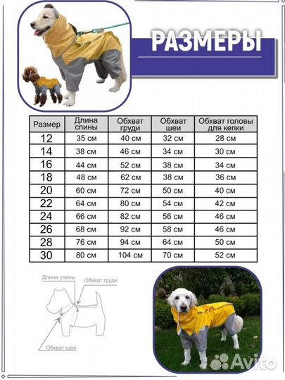 Дождевик для собак комбинезон