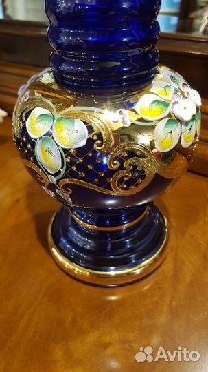 Ваза для цветов Богемия Кобальт Чехия