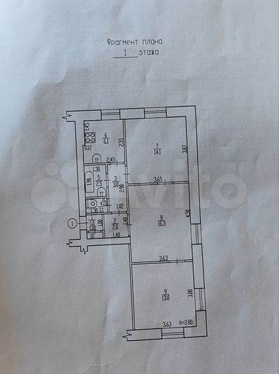 3-к. квартира, 60,3 м², 1/2 эт.
