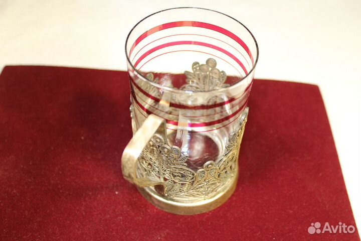 Подстаканник со стаканом Мельхиор СССР Скань -8