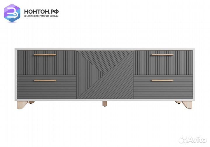 Тв-тумба со створкой Копенгаген белая / серый граф