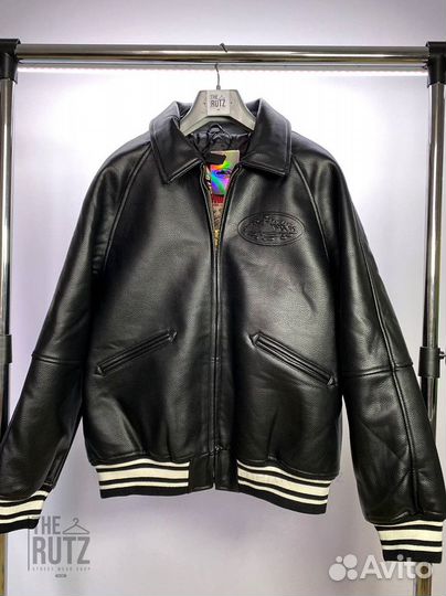 Куртка бомбер Corteiz leather jacket кожаная