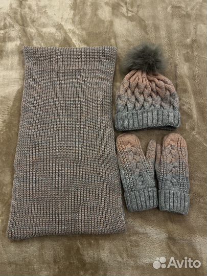 Шапка+шарф+варежки