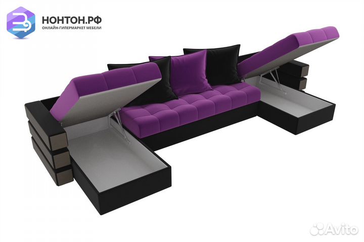 Диван п-образный еврокнижка Венеция микровельвет ф