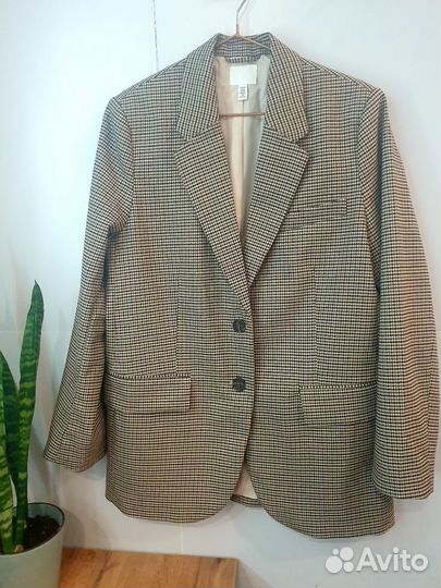 Пиджак hm жакет 42 44 оверсайз гусиная лапка