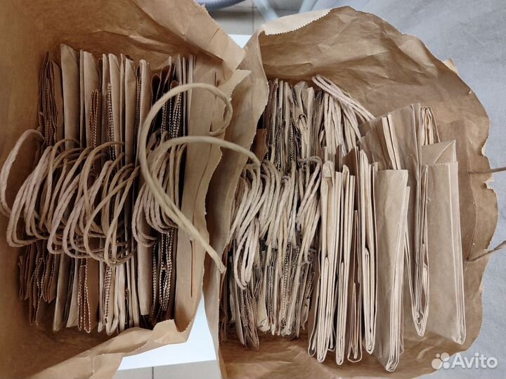 Крафтовые пакеты с ручками б/у много