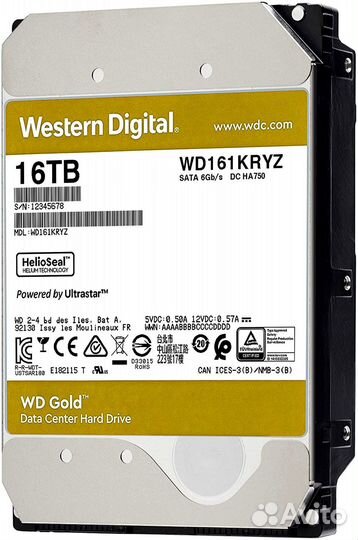 Жёсткий диск 16Tb sata-III WD Gold (WD161kryz)
