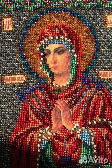 Картина икона вышитая вручную бисером