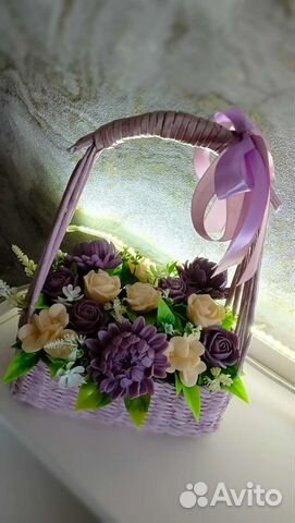 Корзина цветов из мыла