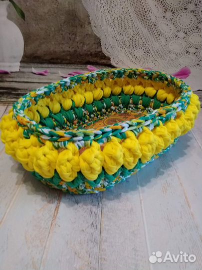 Вязаные интерьерные корзинки