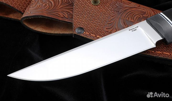 Нож Ирбис-2 S390 рукоять карбон железное дерево че