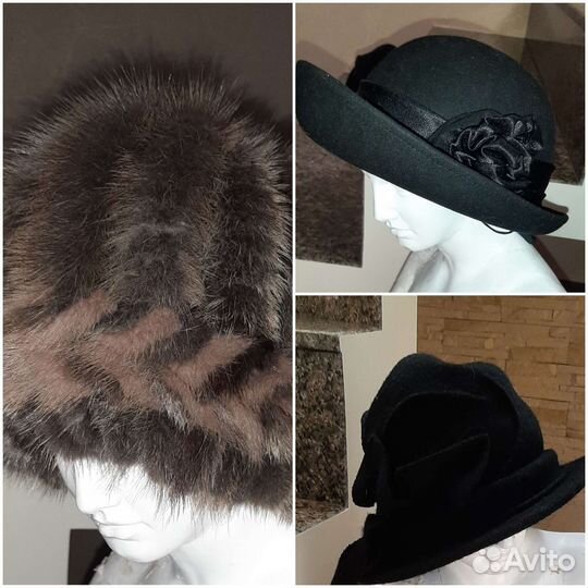 Шляпа женская фетр, шерстяная, норковая