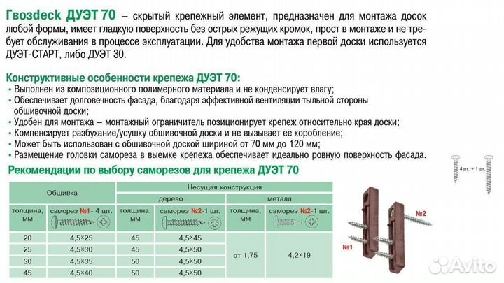 Скрытый крепеж для Фасада дуэт 70, duet70