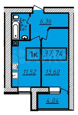 1-к. квартира, 37,7 м², 2/10 эт.