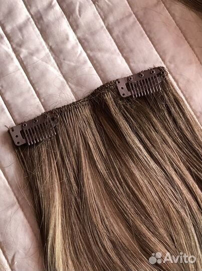 Волосы на заколках. Шиньон