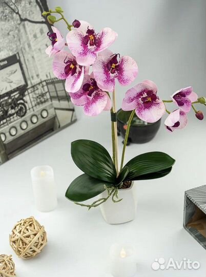Орхидея фаленопсис искуственная в кашпо