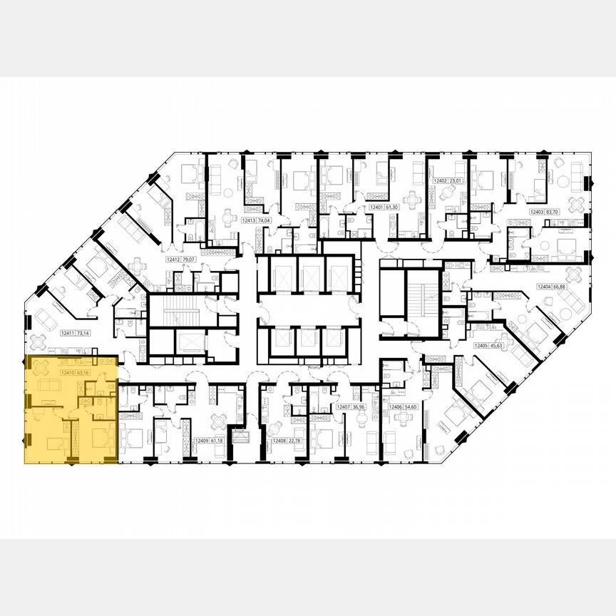 2-к. квартира, 62,8 м², 24/55 эт.