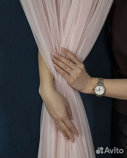Плиссе тюль цвет пудра