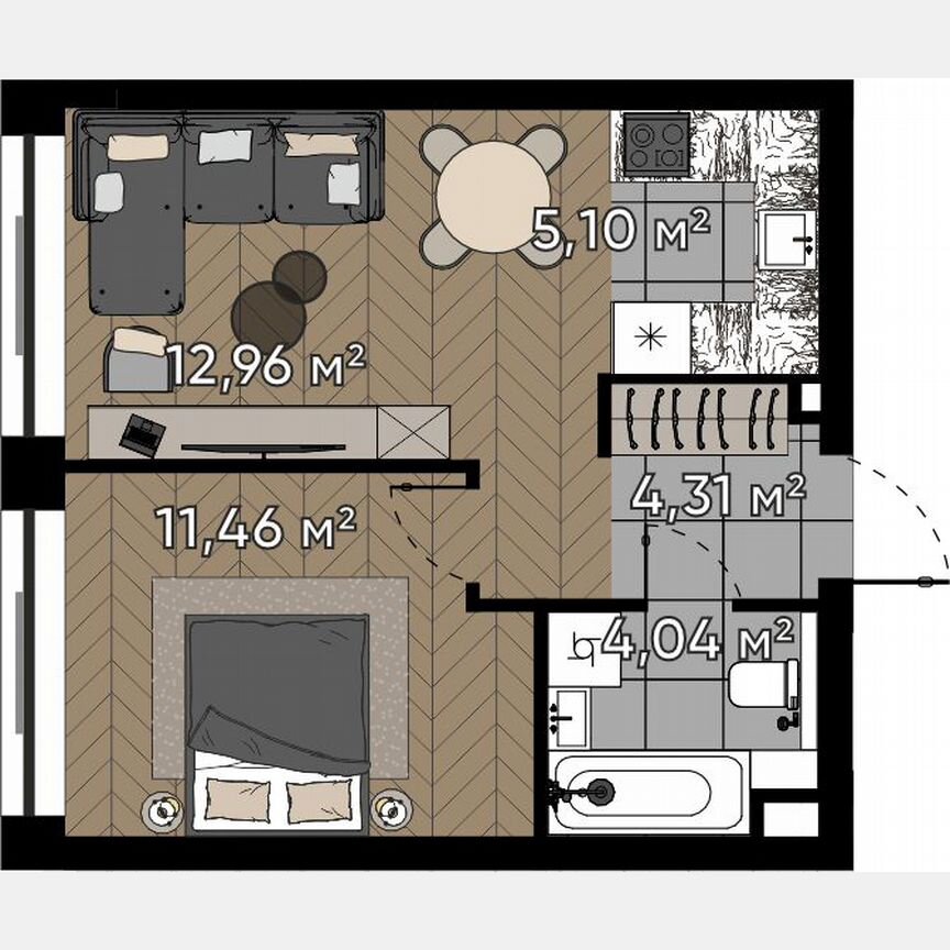 2-к. квартира, 37,9 м², 6/25 эт.