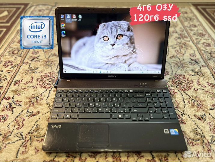 Отличный Ноутбук Sony core i3/4гб/120гб ssd