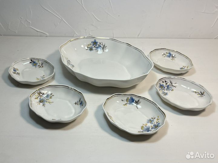 Набор для варенья, костяной фарфор Песочное 1955 г