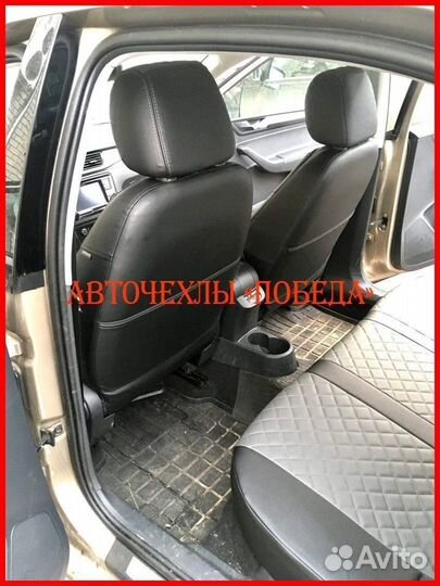 Чехлы Skoda Octavia A5 из экокожи чёрно-серые Ромб