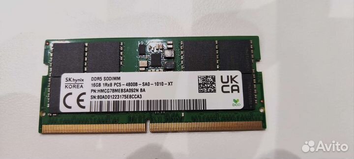 Оперативная память ddr5 4800 sodimm 16Gb