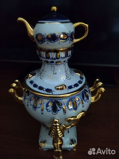 Самовар шкатулка Гжель