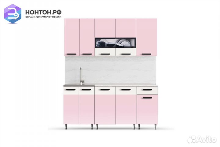 Кухня Рио 1.8 м розовый / бежевый