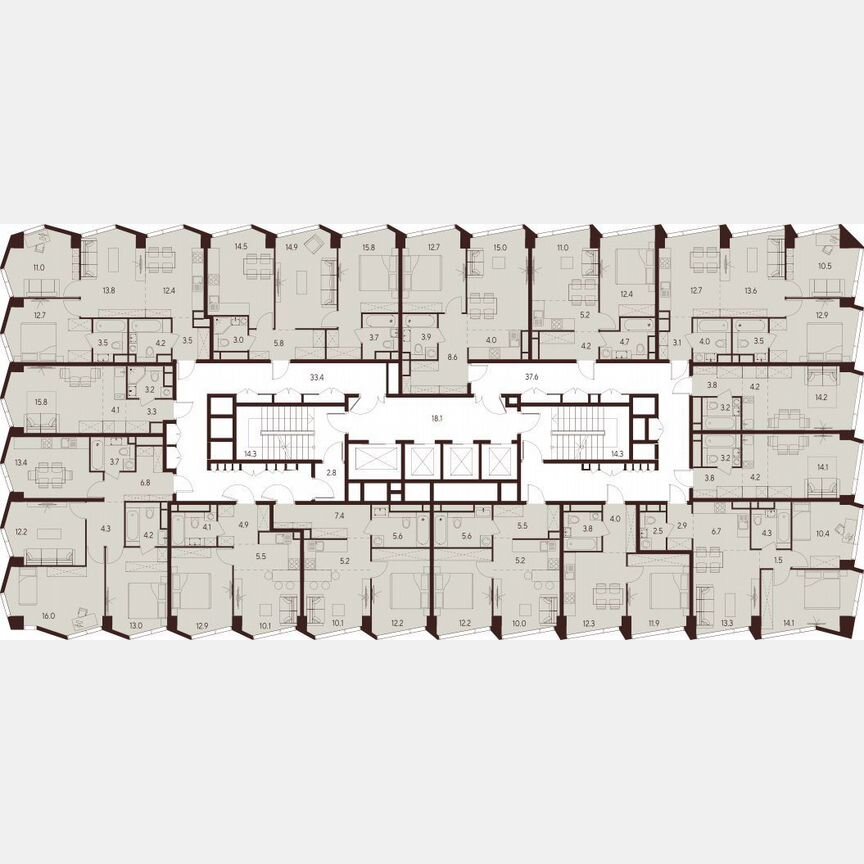 2-к. квартира, 57,7 м², 22/26 эт.