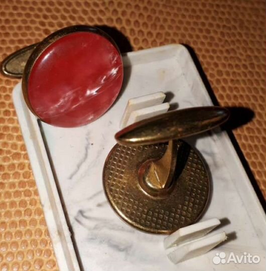 Красивые серебряные запонки Янтарь Винтаж