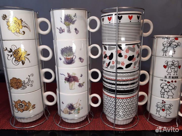 Наборы чашечек на металлич. подставках (3 набора)